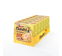 INABA Dashi Delights - Trozos en un caldo de copos de bonito con pollo y vieiras - Delicioso y saludable - Topping - Alto contenido en proteínas - Ingredientes naturales - 6 x 70g