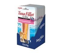 INABA Fillet Gatos - Filete de Atún a la Parrilla - Receta Saludable de Caldo con Sabor a Cangrejo - Snack Rico en Antioxidantes - Sin Conservantes ni Colorantes - 180g (12 filetes x15g)