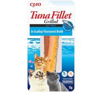 INABA Fillet Gatos - Filete Saludable a la Parrilla - Receta de Atún en Caldo de Vieira - Snack Rico en Antioxidantes - Sin Conservantes ni Colorantes - 15g (Paquete de 5)