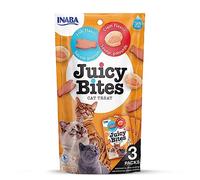 INABA Juicy Bites Gatos - Recetas Saludables de Pescado y de Almejas - Snacks Húmedos para Mascotas - Deliciosas Golosinas - Sin Cereales, Sin Conservantes ni Colorantes - 33,9g (3x11,3g)