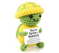 Inajoke Tarjeta con mensaje de tortuga positiva tejida a mano: un abrazo de bolsillo cariñoso, Una pequeña tortuga afortunada simboliza los deseos de aliento y gratitud del Día de San Valentín