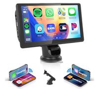 Inalámbrica Carplay Android Auto Radio de Coche Portátil 7 Pulgadas Radio Coche con Airplay/Android Cast/Dual Bluetooth/Transmisor FM/Control de Voz/Siri/GPS/TF/AUX/USB/EQ 7V-32V
