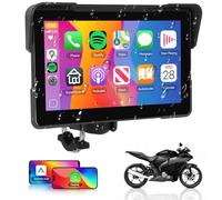 Inalámbrico Carplay Motorbike Navi Android Auto, 7 Pulgadas Pantalla Táctil Carplay Portátil para Motos, Radio de Coche para Motos con Airplay/Android Cast/Doble Bluetooth/Navegación/IP67 Impermeable