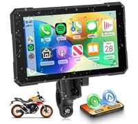 Inalámbrico Carplay Pantalla Motocicleta Android Auto, 5 Pulgadas Touchscreen CarPlay Radio Coche Portatile para Moto, Car Play Display para Motorbike con Mirror Link/Bluetooth/Navi/IP68 Impermeable
