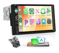 Inalámbrico Carplay Radio de Coche 1 DIN con You-Tube Android Auto, 7 Pulgadas Pantalla Táctil Radio Coche con iOS/Android Mirror Link Bluetooth FM Radio USB/EQ Control del Volante Cámara Trasera