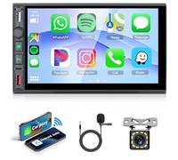 Inalámbrico Carplay Radio de Coche 2 DIN con Android Auto iOS/Android Mirror Link 7 Pulgadas Pantalla Táctil Radio Coche con Bluetooth FM/Am/RDS/USB/AUX/TF/Tipo C Controles del Volante Cámara Trasera