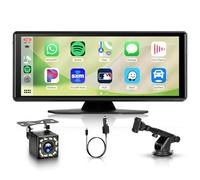 Inalámbrico CarPlay y Android Auto, Hodozzy 10,26 Pulgadas Portátil Radio Coche Bluetooth con Pantalla Táctil IPS,Carplay Pantalla con EQk/Control de Voz/AUX+Cámara de Marcha Atrás