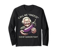 Inapropiado Llámame Estornudo Berenjena Humor Divertido Chiste Mujeres Manga Larga