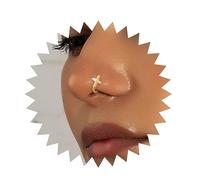 Inateannal Anillo de nariz con cruz de cristal oro pequeño anillo de nariz brazalete con forma de cruz en U clip en la nariz circonita cúbica anillo de nariz con cruz falsa anillo de nariz flexible