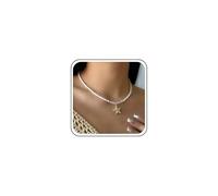 Inateannal Boho Collar De Perlas Collar De Gargantilla De Cuentas De Semillas Blancas Collar De Oro Colgante De Estrella De Mar Collares De Perlas De Arroz Collares De Cadena De Cuentas De Joyería