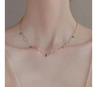 Inateannal Boho Esmeralda Colgante Verde - Collar De Piedras Preciosas Waterdrop De Oro Cz Cristal Gargantilla - Joyas Para Mujeres Y Niñas