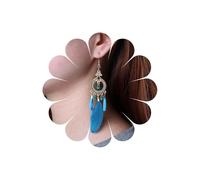 Inateannal Boho Filigrana Pendientes Colgantes Pendientes Largos De Plumas Pendientes De Borlas De Plumas Azules Vintage Étnico Filigrana Pendientes De Joyería Para Las Mujeres