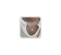 Inateannal Collar de corazón de cristal azul plateado colgante de corazón irregular colgante de diálogo diámetro dianos nutidos