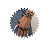 Inateannal Gótico Dedo Anillo Pulsera En Capas Borla Pulsera De Cadena Negro Anillo Pulsera De Cadena De Mano De Esclavos Arnés De Mano Pulsera Punk Con Anillos En Los Dedos Pulsera De Bisutería Para