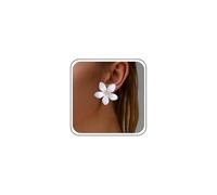 Inateannal Gran Flor Exagerada Espárragos Esmalte Blanco Pendientes De Flores De Metal Grandes Pendientes Florales Declaración Pétalo Floral Joyas Espárragos Para Las Mujeres