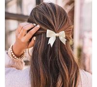 Inateannal Lazo De La Vendimia Pinzas Para El Cabello Para Las Mujeres Arco De Seda Clip De Pelo Pequeño Bowknot Cinta De Raso Blanco Barrettes Arco Accesorios Para El Cabello Lazo Francés Clips