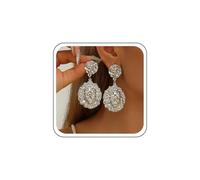Inateannal Pendientes colgantes de la cabeza del león Pendientes de disco de monedas grandes de plata Arete de lomo de retrato de monedas texturizadas Arete de disco redondo martillado Joyas de