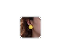 Inateannal Pendientes de Botón Redondos de Resina Acrílica Amarilla Gran Bola Media Cúpula Color Caramelo Geométricos Estilo Boho Vintage Joyería Declaración para Mujeres