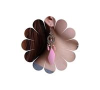 Inateannal Pendientes de filigrana de plumas largas Pendientes de borla de plumas rosadas Joyas de estudios de filigrana étnica vintage para mujeres