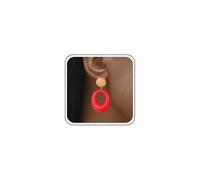 Inateannal Pendientes de gota ovalados de acrílico, aretes circulares acrílicos rojos, aretes colgantes de resina redondos, aretes de aro gruesos y redondos, aretes geométricos, joyería para mujer,