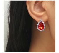 Inateannal Pendientes De Rubi Vintage Pendientes De Cristal Lagrima Roja Pendientes De Rubi Rojo Aretes De Novia Cz Gota De Agua Joyas Para Mujeres Y Niñas