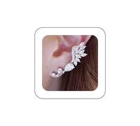 Inateannal Pendientes trepadores de oreja de cristal Pendientes de oreja de ala de ángel Pendientes de oreja de orejera de cristal circonia cúbica Pendientes tuerca gota lágrima plata circonita cúbica