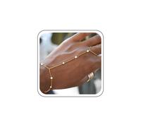 Inateannal Pulsera de anillo de diablo Brazalete de la cadena de mano de oro Pulseras de la cadena de anillo de muñeca de cristal Pulseras de esclavos de cristal Cadenas de bodas Joyas
