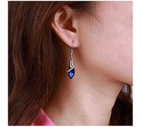 Inateannal Vintage Azul Zafiro Pendientes Colgantes Azul Lagrima Pendientes De Cristal Zafiro Pendientes De Gota De Cristal Topacio De Plata Pendientes De Gancho Joyas Para Mujeres Y Niñas