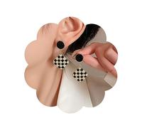 Inateannal Vintage Negro Blanco A Cuadros Pendientes Geométricos Cuadrados Gota Pendientes Cuadrados A Cuadros Pendientes Negro Disco Espárrago Pendiente Joyas Para Mujeres Y Niñas