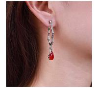 Inateannal Vintage Rubí Pendientes Colgantes Pendientes De Lágrima De Cristal Rojo Rojo Rhinestone Gota Pendientes Pendientes De Plata Irregular Stud Joyas Para Mujeres Y Niñas