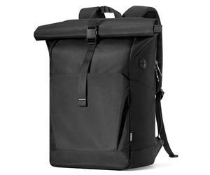 Inateck 25L-30L RollTop Mochila,compatible con Portátiles de 17 pulgadas y Pad de 12 pulgadas, con puerto para Auriculares,Carga y Compartimento Separado para Zapatos,Negro