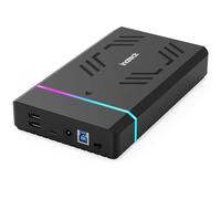 Inateck Caja de Disco Duro RGB de 3.5 Pulgadas, Caja Externa USB 3.0 para SATA HDD y SSD de 2.5''/3.5'', con Puertos de Expansión y Adaptador de Corriente de 12V/2A, Soporta hasta 20TB, FE3003