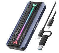 Inateck Caja de Disco SSD M.2 NVMe SATA con RGB, USB 3.2 Gen 2 (10 Gbps), Compatible con UASP Trim para NVME/SATA SSDs 2242/2260/2280(M/M&B Key), Instalación Sin Herramientas (hasta 4TB), FE2024