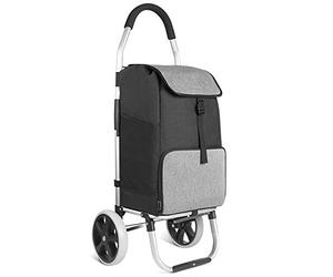 Inateck Carro de la Compras con Bolsa termica, Gran Capacidad MAX. 45L/45 Kg, Carro de Compras Ligero, Marco de Aluminio Plegable, Bolso Impermeable con Compartimento Aislado, Negro
