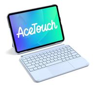 Inateck Funda con Teclado para iPad A16 2025, 10/11 Gen (10.9/11"), Air 11" M4/M3/M2, Air 6/5/4, Pro 11 (1-4Gen), QWERTY Español Ñ, Bluetooth Magnético Desmontable con Trackpad, Azul AceTouch