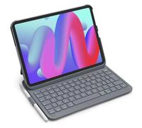 Inateck Funda con Teclado Ultraligera con Portalápices para iPad 10ª/11ª Gen, iPad Air 11"(M4/M3/M2), Air 6/5/4 10.9", iPad Pro 11 (4ª/3ª/2ª/1ª Gen). AirTap Gris