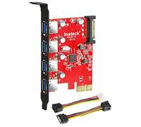 Inateck KTU3FR-4P - Tarjeta de 4 Puertos USB (PCI Express) para PC de Escritorio, 15 Conectores Pin de alimentación SATA, con Cable de 4 Pines para 2x15pin + Y-Cable de 15 a 15 Pines