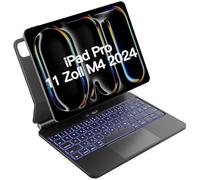 Inateck Magic Keyboard para iPad Pro 11 2024 M4 funda con teclado, carga rápida de 30 minutos, indicador LED Smart Power, trackpad Click-Anywhere, 7 colores, 3 niveles retroiluminados, QWERTZ, KB09121