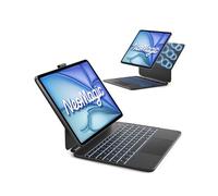 Inateck NeoMagic KB903 - Funda magnética con teclado para iPad Air de 13 pulgadas, iPad Pro de 12,9 pulgadas 6/5/4/3 Gen, panel táctil grande, pantalla LED inteligente, 7 colores, 3 niveles de