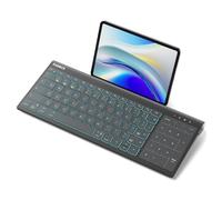 Inateck Teclado para tablet, teclado numérico 2 en 1 y panel táctil, soporte oculto, 3 canales BT, retroiluminación de 7 colores, compatible con iPadOS/Samsung/Android/Windows