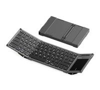 Inateck Teclado plegable AI con panel táctil, mini teclado inalámbrico Bluetooth, teclado de bolsillo con 3 canales Bluetooth, compatible con iOS, Android, Windows, QWERTZ, KB06101