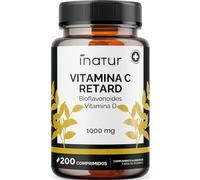 Inatur Vitamina C Pura 1000 mg Retard | Vitamina para el Cansancio, el Sistema Inmune, Energía y Antioxidante | 200 comprimidos | Dosis 7 meses | Vegana, Sin Aditivos, Sin Lactosa, Sin Gluten