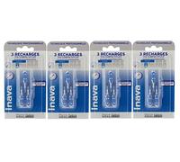 Inava - Cepillos de 3 recambios estrechos (0,8 mm), color azul (4 x 3 = 12 recargas)