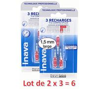 Inava - Cepillos de 3 recambios Trio Compact, 1,5 mm, color rojo, 2 x 3 = 6 recambios