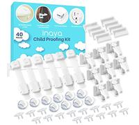 Inaya Kit completo a prueba de bebés - Cerraduras ocultas de seguridad infantil para armarios y cajones, cierres de seguridad ajustables, protectores de esquina y cubiertas de tomacorrientes - Paquete