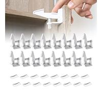 Inaya Paquete de 16 cerraduras de gabinete, cierres de seguridad para niños, cerraduras para armarios y cajones a prueba de bebés, adhesivo 3M, sin taladrar ni necesidad de herramientas, tu hogar a