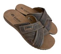 inblu Chanclas abiertas para hombre Trinità-stretch Empeine cruzado y ajuste plus con - plantilla suave, T Moro, 44 EU