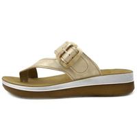 inblu Chanclas de mujer, banda ajustable con hebilla, plantilla de piel auténtica, chanclas para mujer, arena, 39 EU