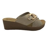 inblu Chanclas de mujer, bandas cruzadas y cadena bicolor, plantilla de piel auténtica, sandalias de chanclas para mujer, arena, 40 EU