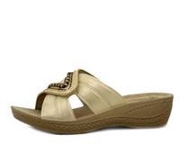inblu Chanclas de mujer beige platino de piel sintética con cuña 4,5 cm, Beige Laminado Platino, 38 EU